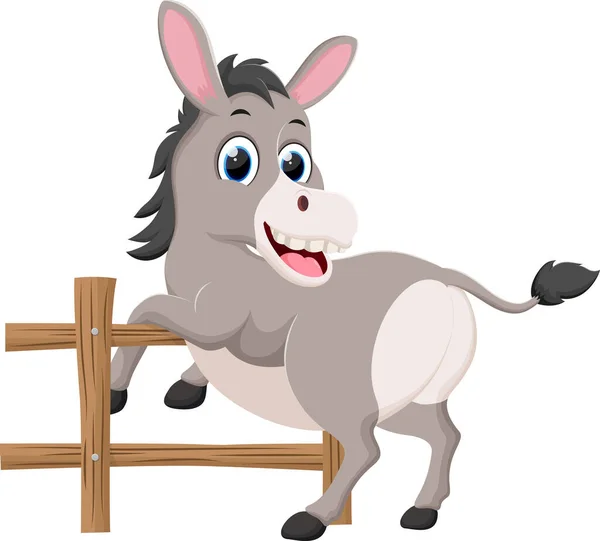 Vector Illustration Cartoon Donkey Isolated White Background — Vector de stock