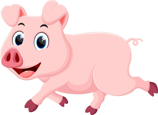 Vector Illustration Cute Pig Cartoon Isolated White Background — Stock Vector
