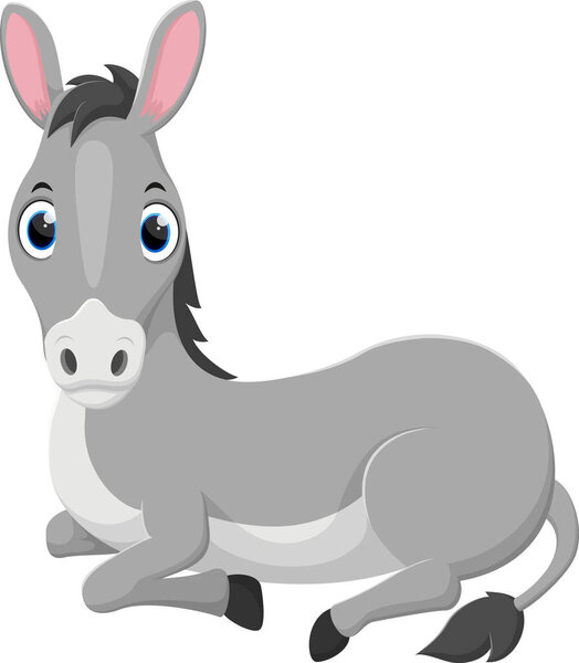 Vector Illustration of cartoon donkey isolated on white background