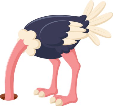 Devekuşu 'nun kafasını yerde saklama görüntüsü.