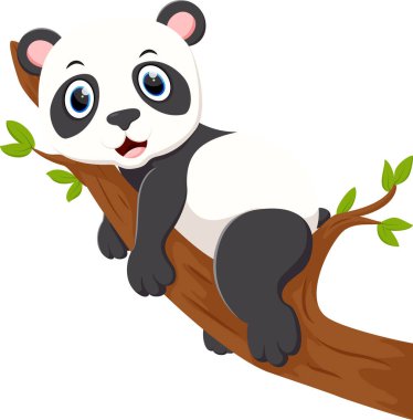 Şirin bebek pandanın vektör tasviri Ağaçta rahatla