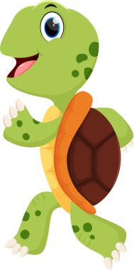 Çizgi Filmin Vektör İllüstrasyonu Beyaz arka planda izole edilmiş Mutlu Kaplumbağa