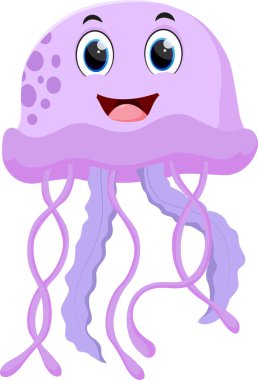 Beyaz arka planda izole edilmiş şirin denizanalarının vektör çizimi