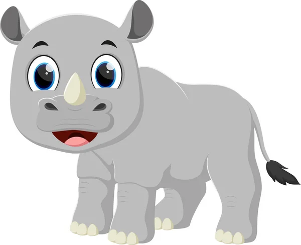 Ilustración Vectorial Dibujos Animados Rinoceronte Bebé Lindo Aislado Sobre Fondo — Vector de stock
