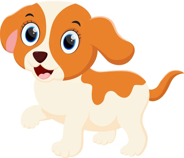 Illustrazione Vettoriale Happy Dog Cartoon Isolato Sfondo Bianco — Vettoriale Stock