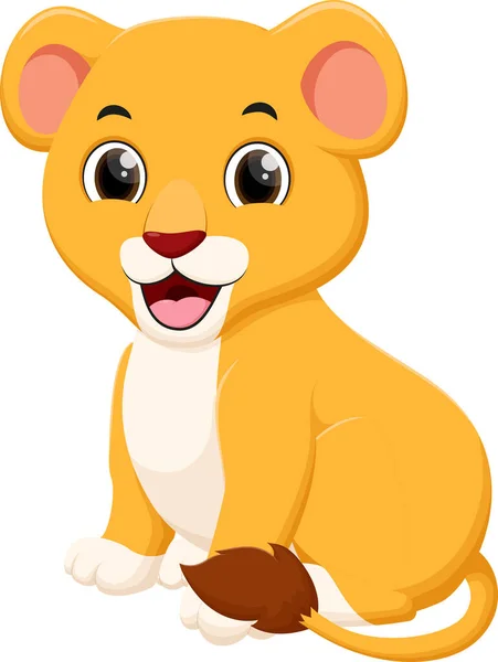 Illustration Vectorielle Lion Mignon Bande Dessinée Isolé Sur Fond Blanc — Image vectorielle