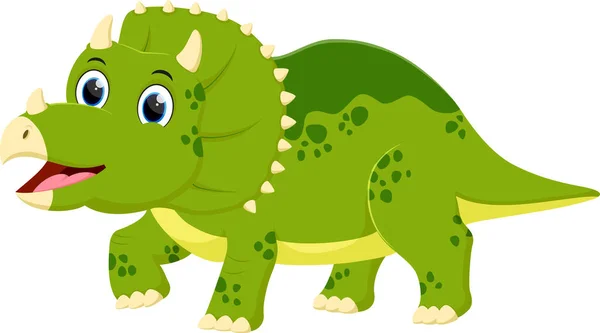 Ilustracja Wektorowa Kreskówki Dinozaurów Triceratops Izolowanej Białym Tle — Wektor stockowy