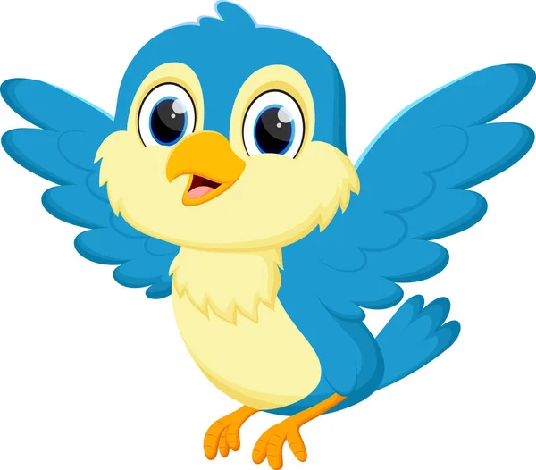 Vector Ilustración Dibujos Animados Lindo Pájaro Azul Volando Aislado Sobre — Archivo Imágenes Vectoriales