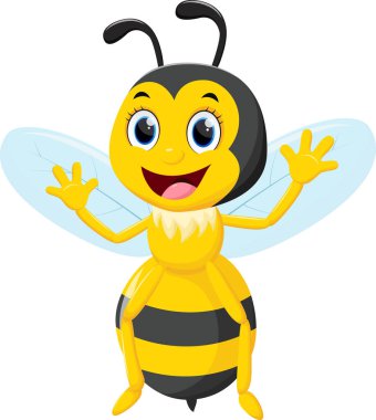 Beyaz zemin üzerinde izole edilmiş Arı çizgi filminin vektör çizimi