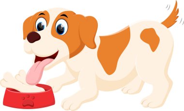 Beyaz kemikli şirin köpeğin vektör çizimi