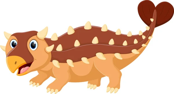 Векторна Ілюстрація Милого Динозавра Ankylosaurus Мультфільм Ізольовано Білому — стоковий вектор