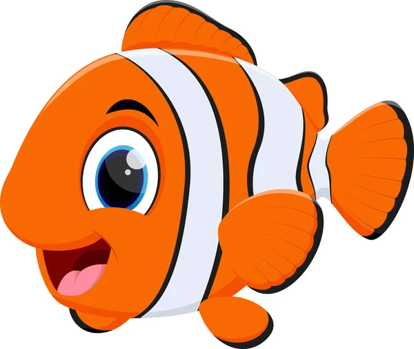 Vector Illustration Cute Clown Fish Cartoon Isolated White Background — Stock Vector