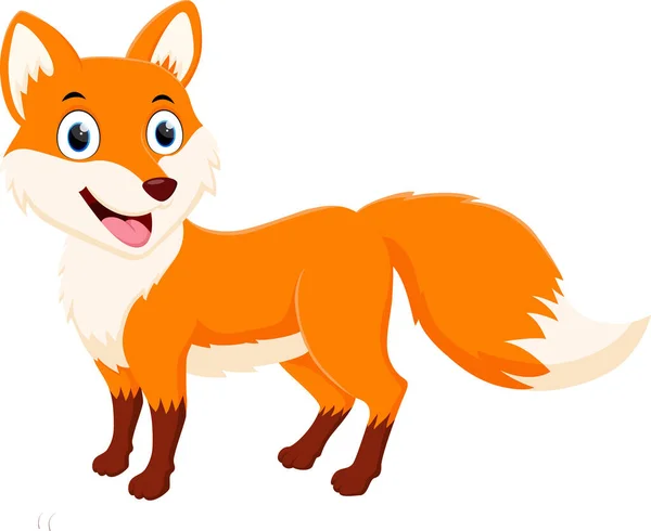 Vector Illustration Cute Fox Cartoon Isolated White Background — Stock Vector