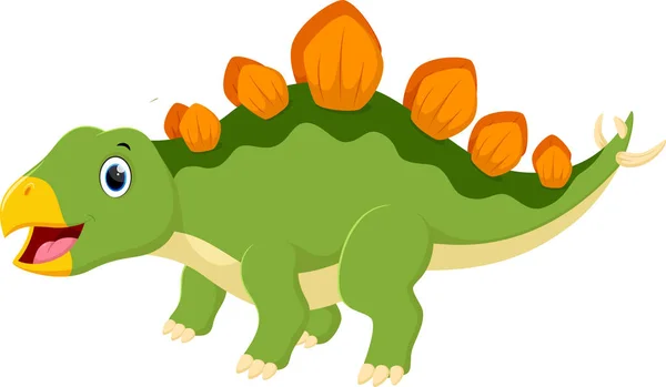 Vektor Illustration Happy Stegosaurus Dinosaurie Tecknad Isolerad Vit Bakgrund — Stock vektor