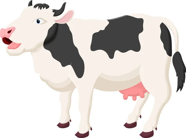 Wektor Ilustracja Cute Cow Cartoon Stoi Białym Tle — Wektor stockowy