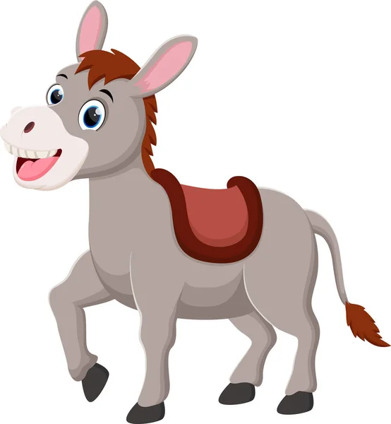 Vector Ilustración Burro Dibujos Animados Aislado Sobre Fondo Blanco — Vector de stock