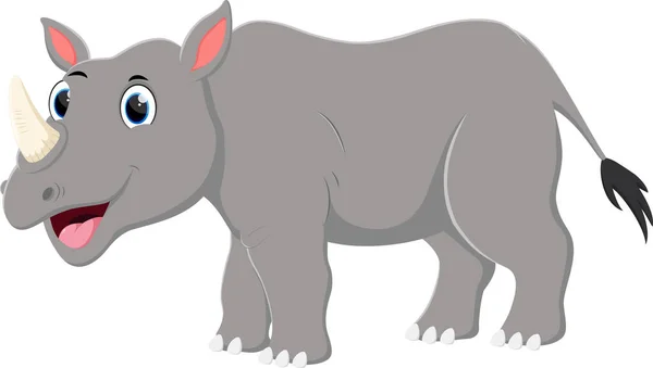 Ilustración Vectorial Dibujos Animados Rinoceronte Lindo Aislado Sobre Fondo Blanco — Vector de stock