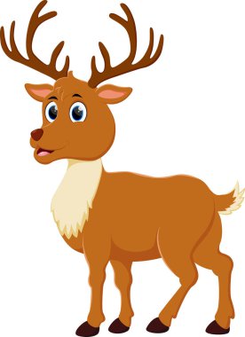 Beyaz arka planda komik geyik çizgi filminin vektör çizimi