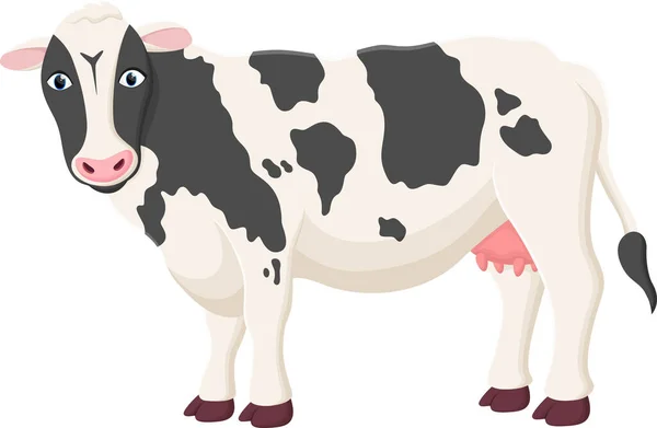 Vettore Illustrazione Mucca Latte Macchiato Disegno Del Fumetto Isolato Sfondo — Vettoriale Stock