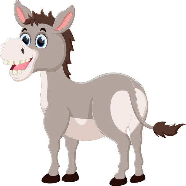Beyaz arka plan üzerinde izole karikatür mutlu eşek vektör çizim