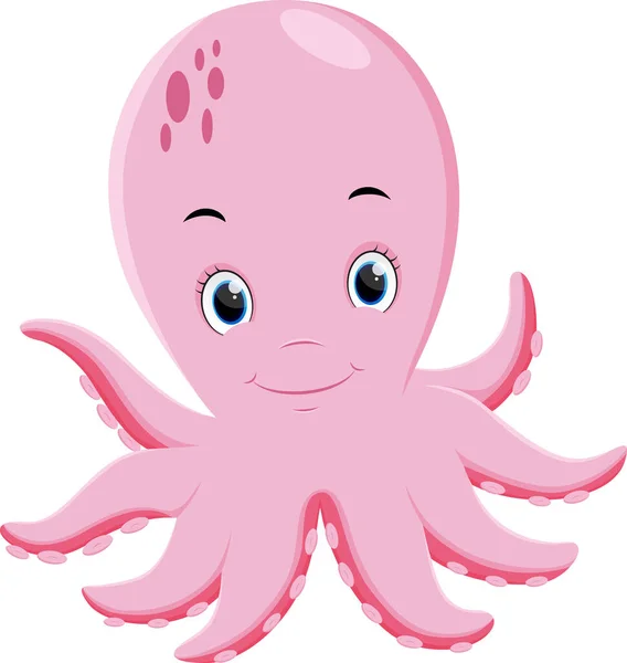 Beyaz arkaplanda komik pembe ahtapotun vektör çizimi