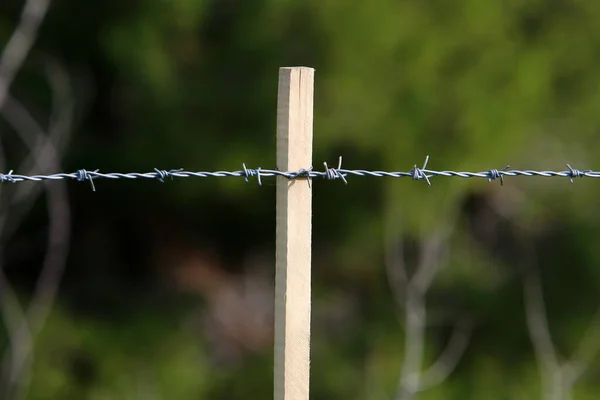 イスラエルの都市公園内の有刺鉄線フェンス — ストック写真