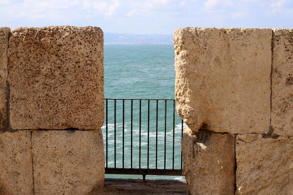 Las Murallas Antigua Ciudad Akko Mar Mediterráneo Norte Israel — Foto de Stock