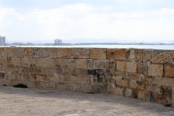 Mura Dell Antica Città Akko Sul Mar Mediterraneo Nel Nord — Foto Stock