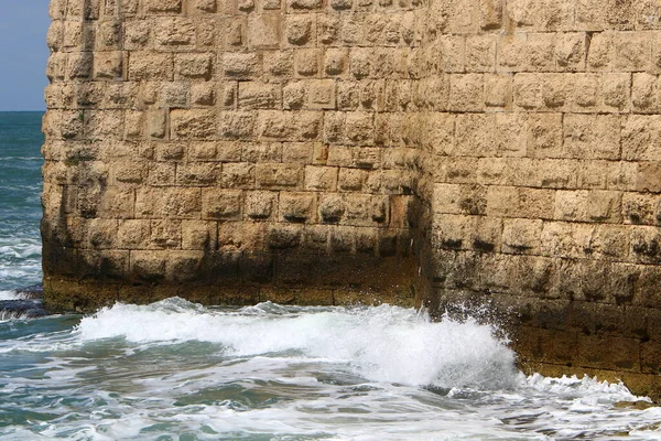 Muralhas Antiga Cidade Akko Mar Mediterrâneo Norte Israel — Fotografia de Stock