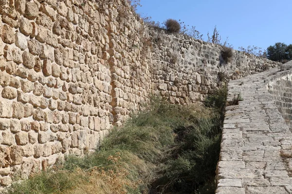 Muralhas Antiga Cidade Akko Mar Mediterrâneo Norte Israel — Fotografia de Stock