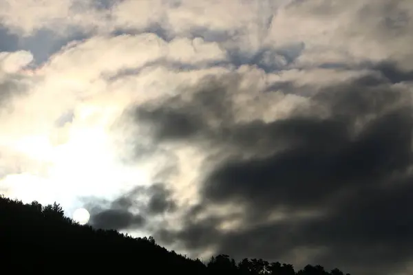 Regnmoln Bergen Norra Israel Stormig Himmel Med Moln Från Ett — Stockfoto