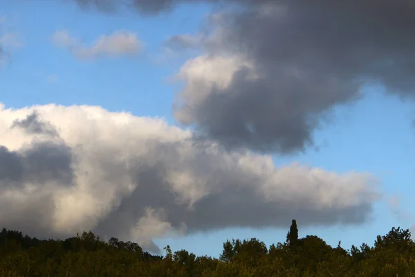 Nuages Pluie Dans Les Montagnes Nord Israël Ciel Orageux Avec — Photo