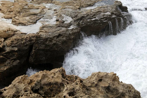 Alte Scogliere Pietre Sulle Rive Del Mar Mediterraneo Nel Nord — Foto Stock