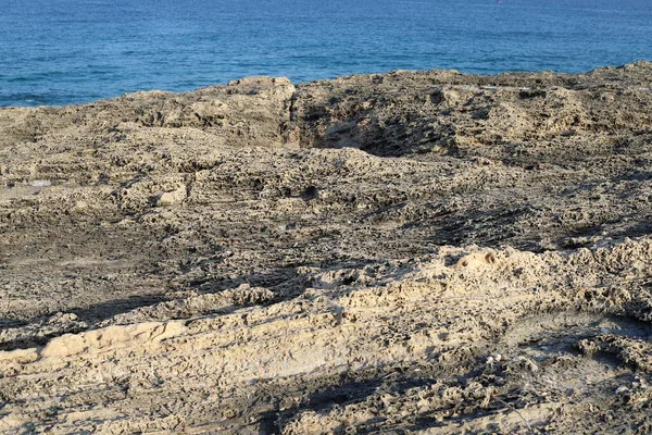 High Cliffs Stones Shores Mediterranean Sea North State Israel — Stock Photo, Image