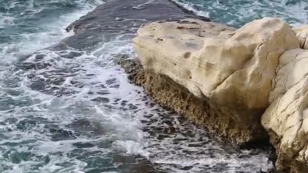 Hautes Falaises Pierres Sur Les Rives Mer Méditerranée Nord État — Video