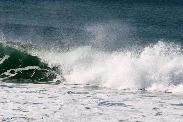 Violent Storm Mediterranean Sea Coast Israel — Stockfoto