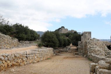 Ruins of the medieval fortress Nimrod (Mivtzar Nimrod) located in the northern Golan Heights in Israel. 