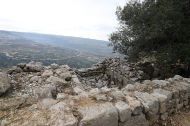 Ruins of the medieval fortress Nimrod (Mivtzar Nimrod) located in the northern Golan Heights in Israel. 