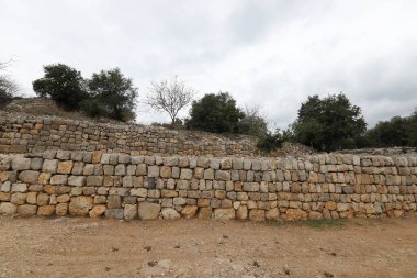 Ruins of the medieval fortress Nimrod (Mivtzar Nimrod) located in the northern Golan Heights in Israel. 