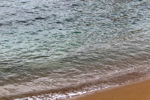 Kuzey Srail Akdeniz Kıyısındaki Kumsal Srail Sıcak Yaz — Stok fotoğraf