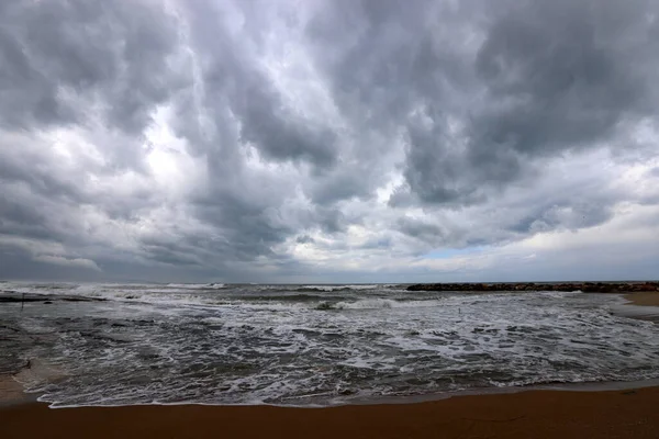 Sandstrand Mittelmeer Norden Israels Heißer Sommer Israel — Stockfoto