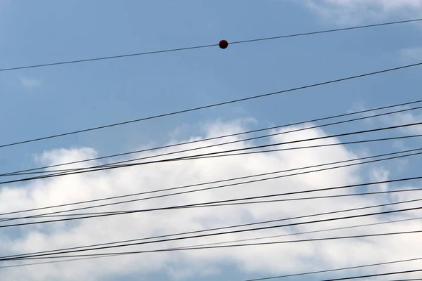 Pólo Elétrico Fio Contra Céu Azul Linhas Energia Israel Close — Fotografia de Stock