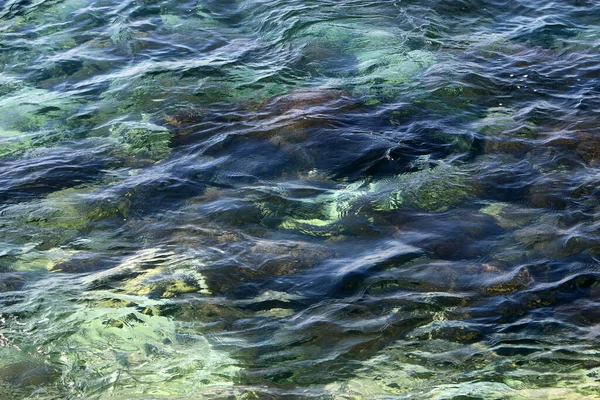 Färgen Salt Havsvatten Grunda Vatten Medelhavet Abstrakt Bakgrund Och Struktur — Stockfoto
