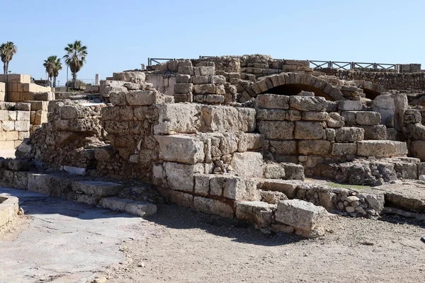 Anfiteatro Antigo Tectos Arqueados Centros Comerciais Parque Nacional Cesareia Costa — Fotografia de Stock