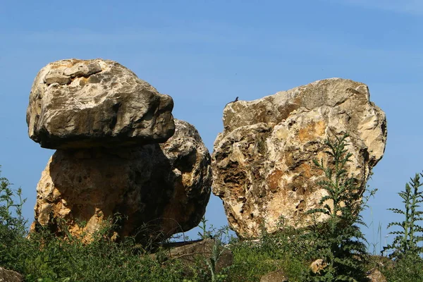 Large Stones City Park Shores Mediterranean Sea Northern Israel — Stock Photo, Image