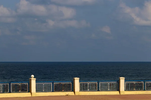 Fence Hedge Shore Overlooking Mediterranean Sea — Stock Photo, Image