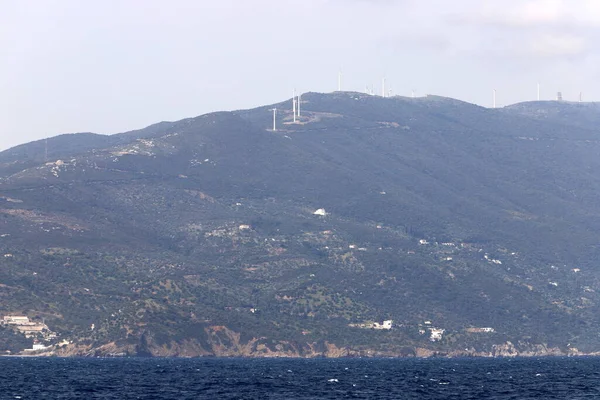 Paisagem Montanhosa Nas Ilhas Gregas Mar Egeu — Fotografia de Stock