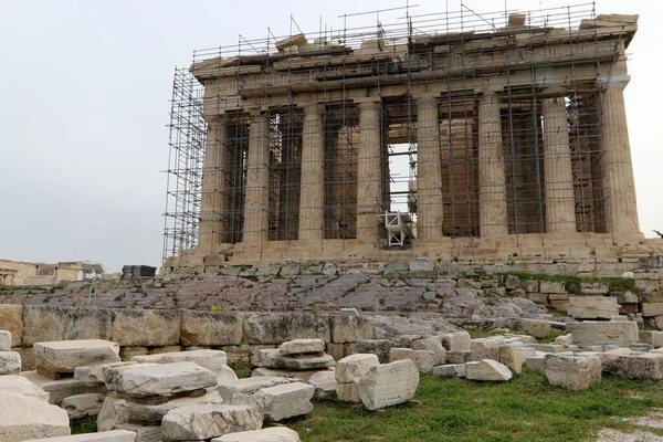 Die Ruinen Der Antiken Akropolis Athen Der Hauptstadt Griechenlands — Stockfoto