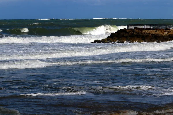 Breakwater Stranden Vid Medelhavskusten — Stockfoto