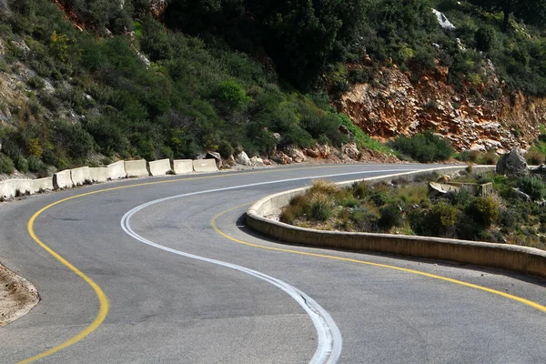 Sharp Turn Climb Mountain Road Forest Northern Israel — Stock Photo, Image